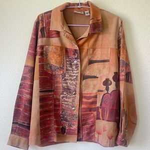 Chicos Vintage African Motif Blouse Size 1